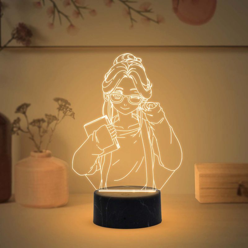 3D Girl Anime Led Night Lamp with Warm White Color Birthday Gifts for Girl